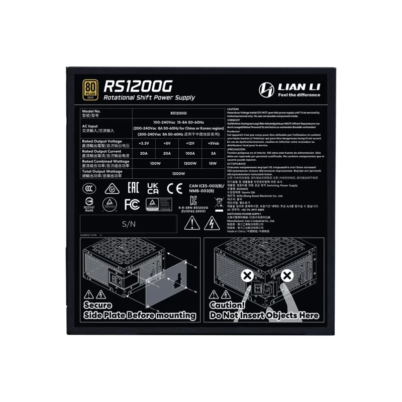 Power Supply-LIAN LI-ATX-PC-100 - 240 V-1200 W-G9P.RS1200G.BH00.EU