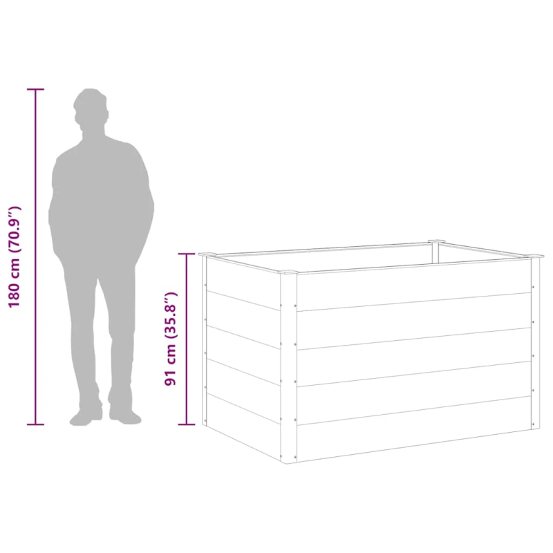 vidaXL augstā puķu kaste, 150x100x91 cm, pelēks WPC