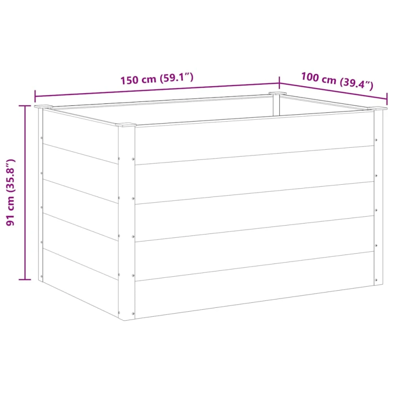vidaXL augstā puķu kaste, 150x100x91 cm, pelēks WPC