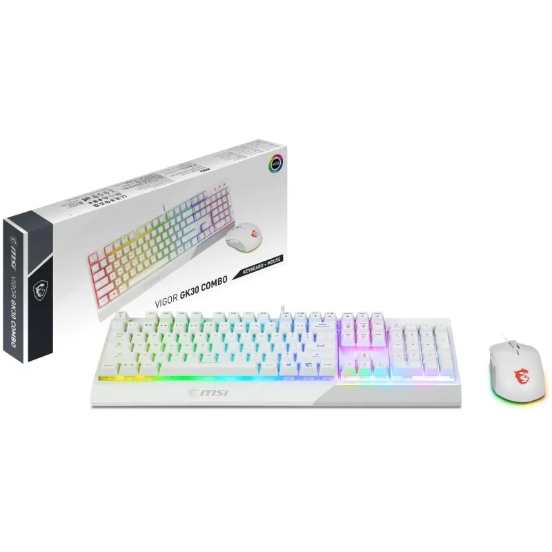 Keyboard +mouse-vigor gk30 combo white us msi