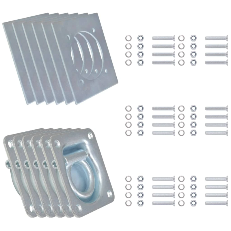 vidaXL piestiprināšanas gredzens, cilpa piekabēm, 6 gab., tērauds