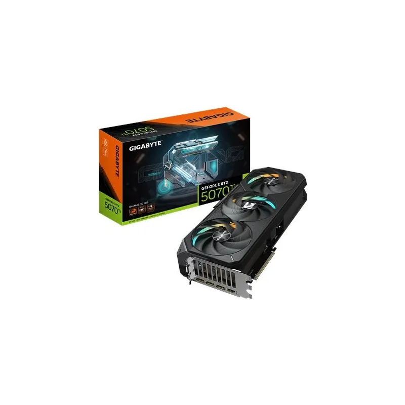 Graphics Card-GIGABYTE-NVIDIA GeForce RTX 5070 Ti-16 GB-GDDR7-256 bit-PCIE 5.0 16x-1xHDMI-3xDisplayPort-N507TGAMINGOC-16GD1.0