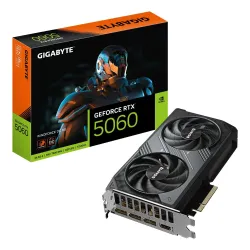 Graphics Card-GIGABYTE-NVIDIA GeForce RTX 5060-8 GB-GDDR7-128 bit-PCIE 5.0 16x-GPU 2512 MHz-GV-N5060WF2OC-8GD