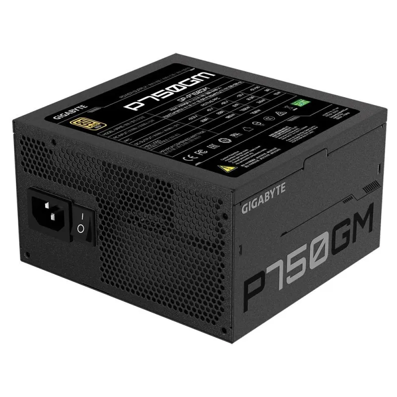 Power Supply-GIGABYTE-GP-P750GM-750 Watts-Efficiency 80 PLUS GOLD-PFC Active-MTBF 100000 hours-GP-P750GM