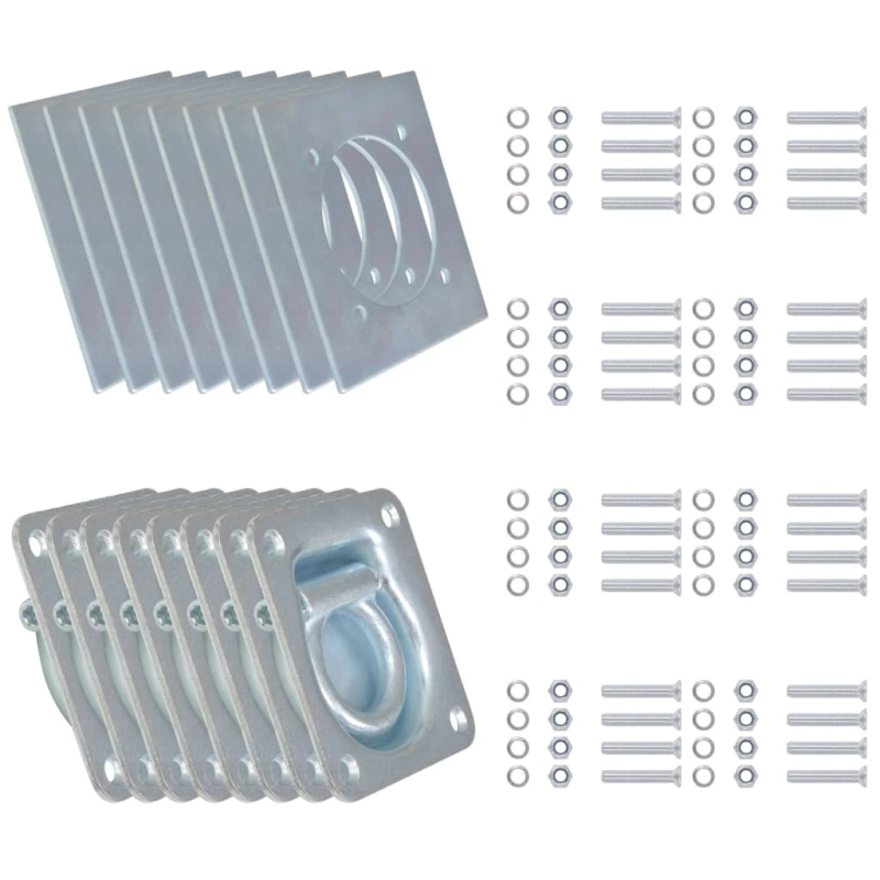 vidaXL piestiprināšanas gredzens piekabēm, 8 gab., cinkots tērauds