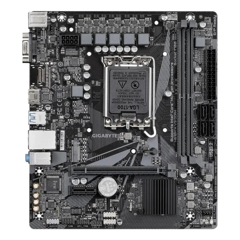 Mainboard-GIGABYTE-Intel H610-LGA1700-Micro-ATX-Memory DDR4-Memory slots 2-1xPCI-Express 3.0 1x-1xPCI-Express 4.0