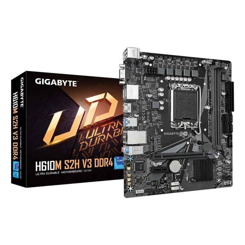 Mainboard-GIGABYTE-Intel H610-LGA1700-Micro-ATX-Memory DDR4-Memory slots 2-1xPCI-Express 3.0 1x-1xPCI-Express 4.0