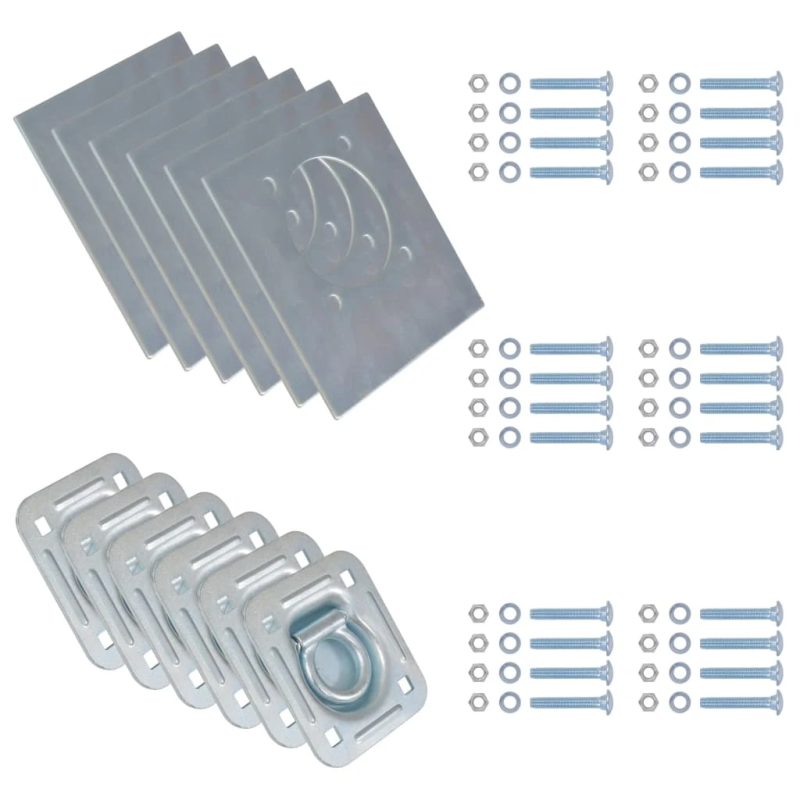 vidaXL piestiprināšanas gredzens, cilpa piekabēm, 6 gab., tērauds