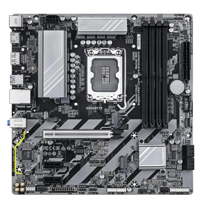 Mainboard-GIGABYTE-Intel B860 Express-LGA1851-Micro-ATX-Memory DDR5-Memory slots 4-2xPCI-Express 1x-1xPCI-Express