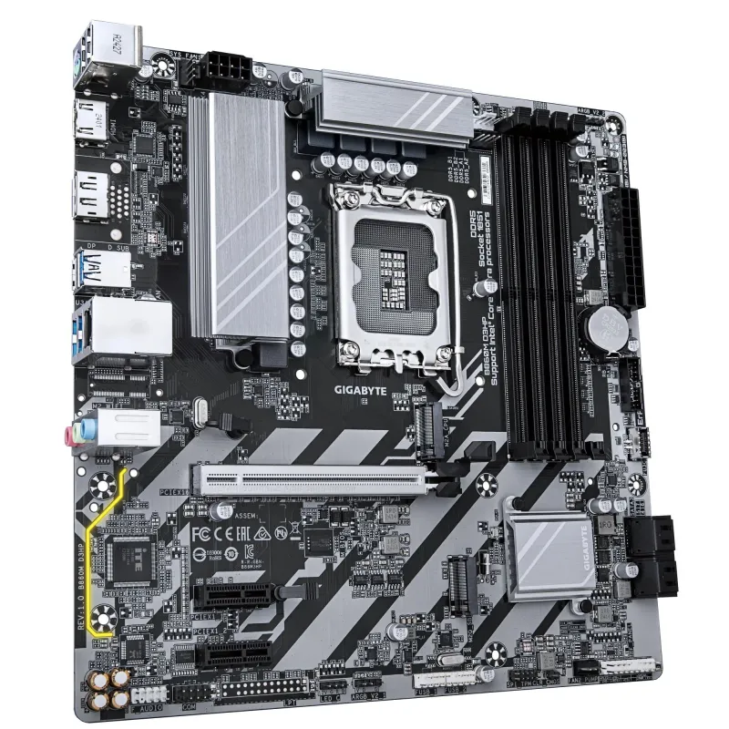 Mainboard-GIGABYTE-Intel B860 Express-LGA1851-Micro-ATX-Memory DDR5-Memory slots 4-2xPCI-Express 1x-1xPCI-Express