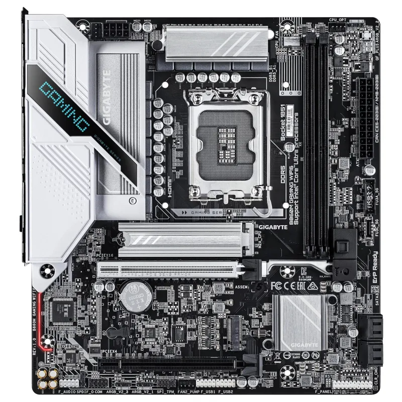 Mainboard-GIGABYTE-Intel B860 Express-LGA1851-Micro-ATX-Memory DDR5-Memory slots 2-B860MGAMINGWIFI6