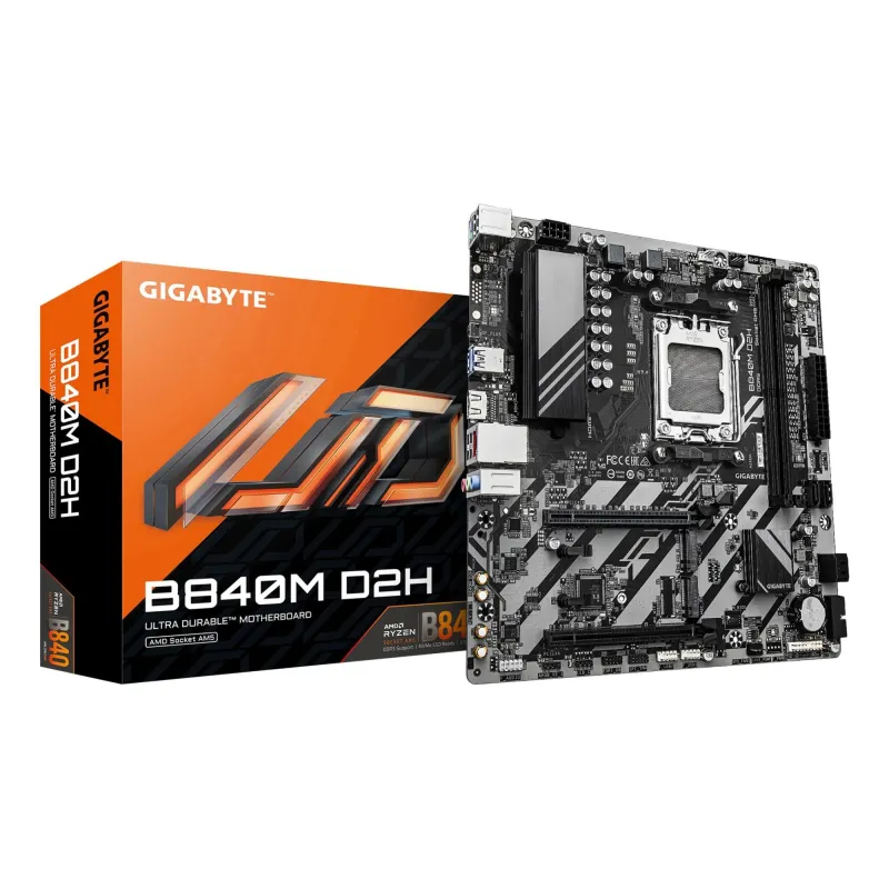 Mainboard-GIGABYTE-AMD B840-Socket AM5-micro ATX-RAM DDR5-SDRAM-2xSlots-2xNumber of M.2 ,M, slots-B840MD2H1.2