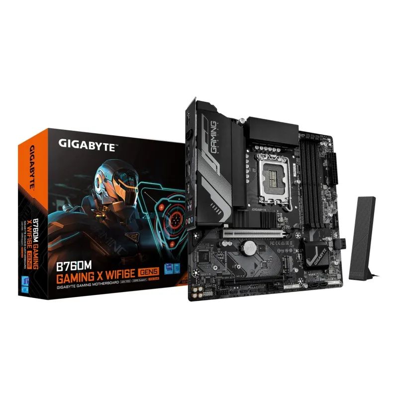 Mainboard-GIGABYTE-Intel B760 Express-LGA1700-Micro-ATX-Memory DDR5-Memory slots 4-B760MGXWF6EGEN5