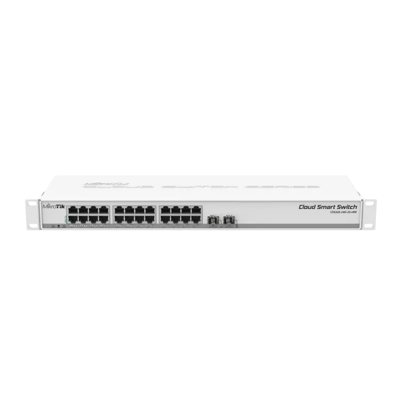 Switch-MIKROTIK-CSS326-24G-2S+RM-Switch type Managed-Rack mounting Yes-Form factor 1U-24xRJ-45 ports-RJ-45 Ports Type Gigabit