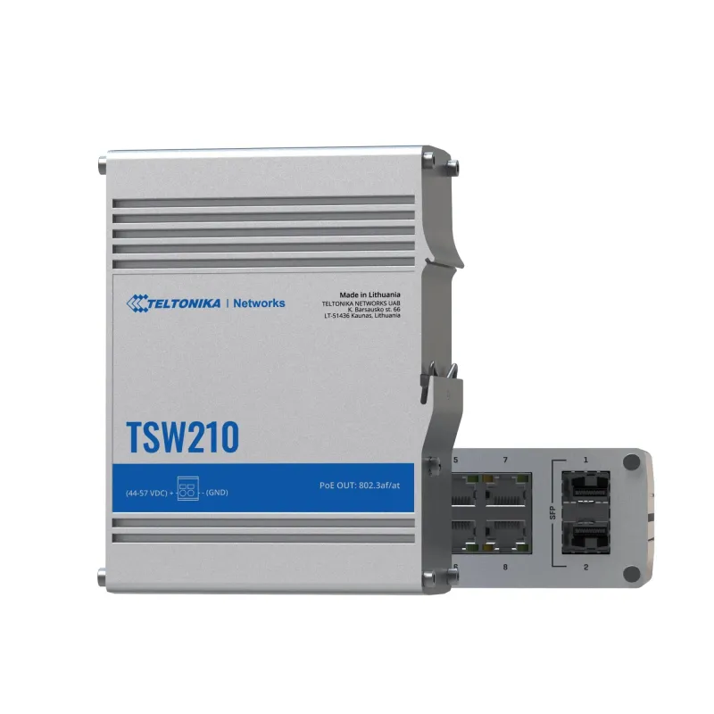 Teltonika - Switch - TSW210 - Unmanaged - Wall mountable - Gigabit Ethernet ,copper, ports quantity 8 - SFP ports quantity 2 -