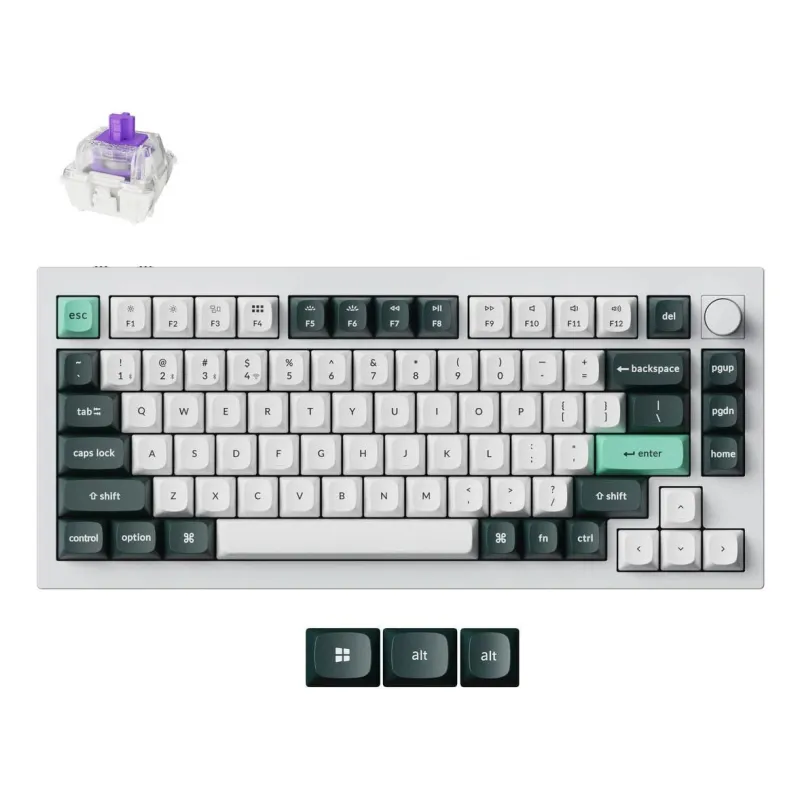 Keyboard wrl q1 he rgb-shell white q1h-p1 keychron