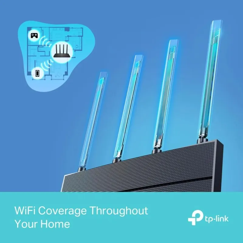 Wireless Router-TP-LINK-Wireless Router-1500 Mbps-Wi-Fi 6-1 WAN-3x10-100-1000M-Number of antennas 4-ARCHERAX12