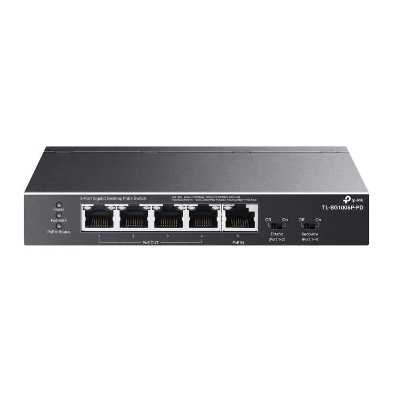 Switch-TP-LINK-TL-SG1005P-PD-Desktop-pedestal-5x10Base-T - 100Base-TX - 1000Base-T-PoE+ ports 5-TL-SG1005P-PD