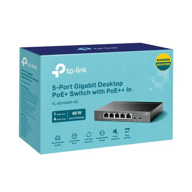 Switch-TP-LINK-TL-SG1005P-PD-Desktop-pedestal-5x10Base-T - 100Base-TX - 1000Base-T-PoE+ ports 5-TL-SG1005P-PD