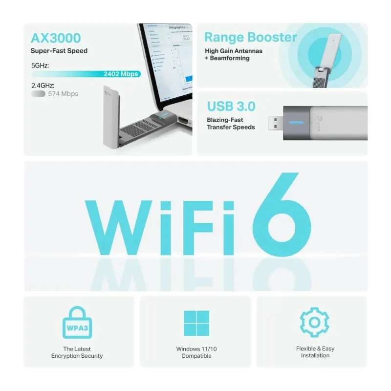 Wrl adapter 3000mbps usb-archer tx50uh tp-link