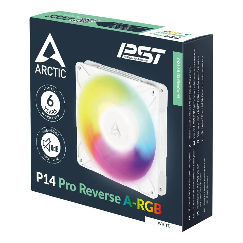 Case fan 140mm p14 pro reverse-a-rgb wht acfan00324a arctic