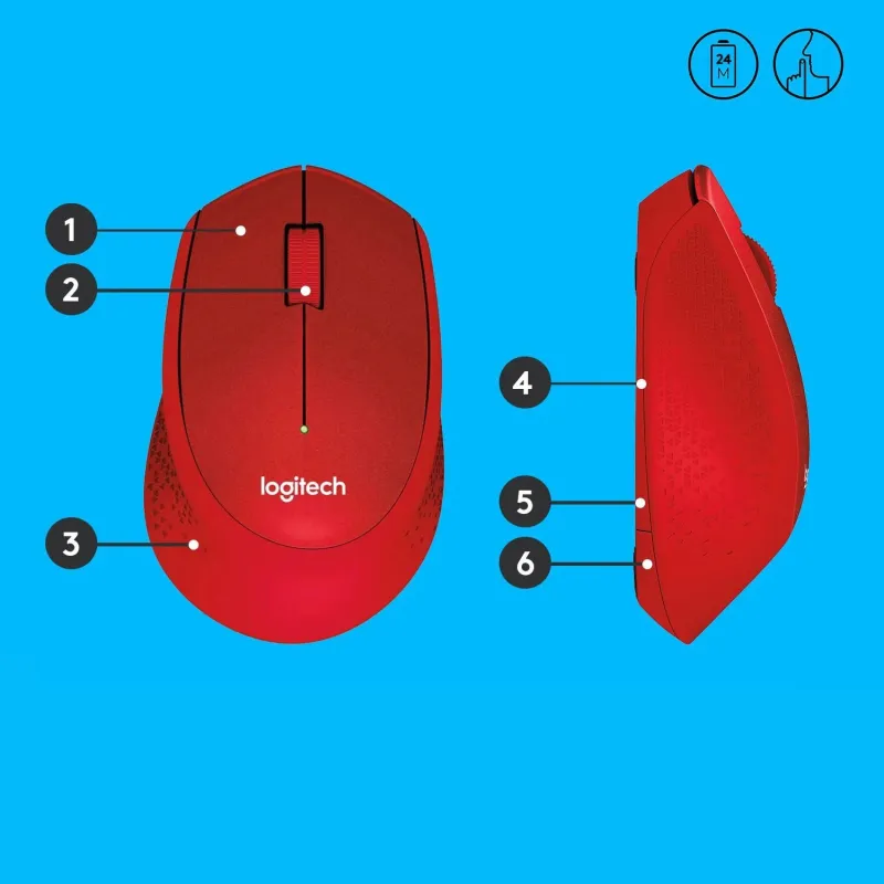 Mouse usb optical wrl m330-silent red 910-004911 logitech
