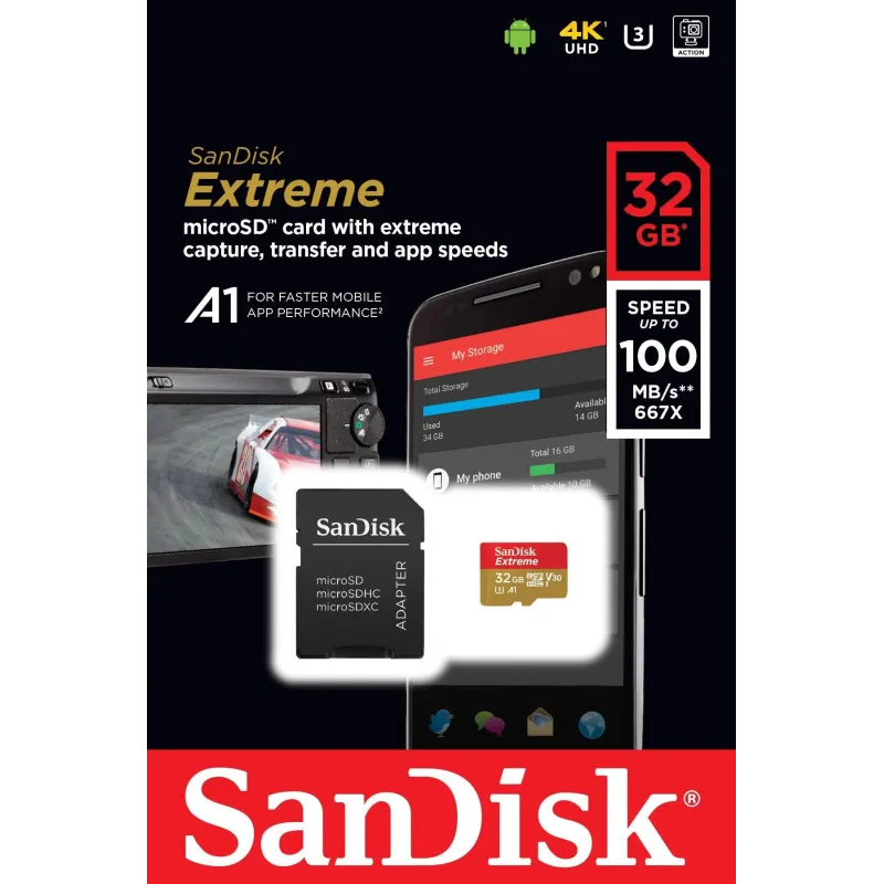 Memory micro sdhc 32gb uhs-i-w-a sdsqxaf-032g-gn6ma sandisk