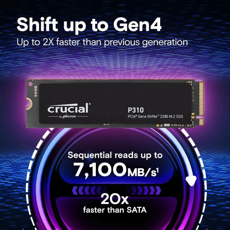 SSD-CRUCIAL-800xTBW rating-Read speed 7100 MB-s-Write speed 6000 MB-s-NVMe Yes-PCI Express 4.0-M.2-4000 GB-P310-CT4000P310SSD8