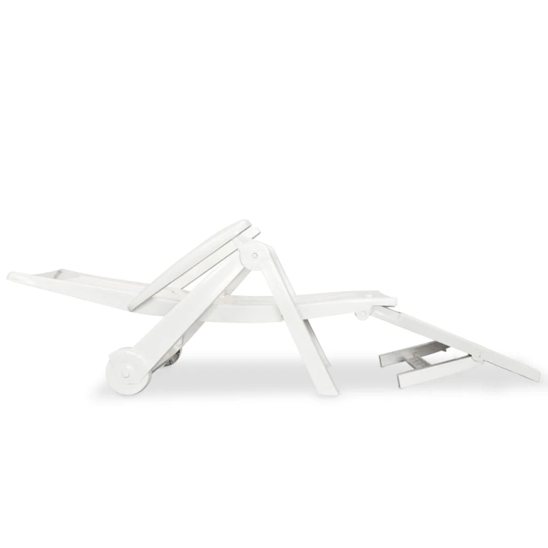 vidaXL sauļošanās zvilnis ar kāju balstu, balta plastmasa