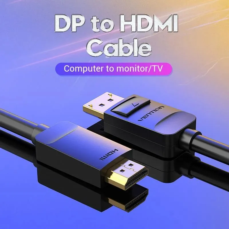 Cable dp to hdmi 2m-black hadbh vention