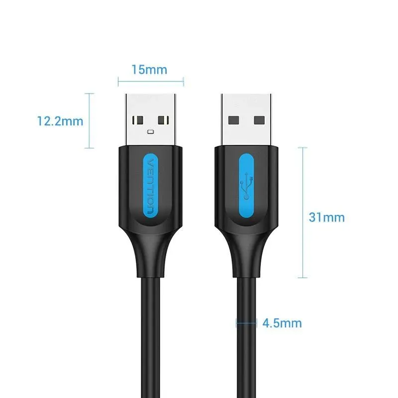 Cable usb2.0 male to male-1.5m black cojbg vention
