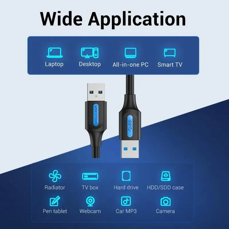 Cable usb3.0 male to male-0.5m black conbd vention