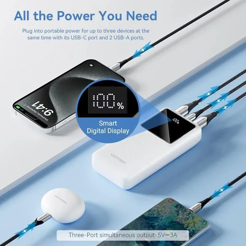 Power bank usb 20000mah 22.5w-black fhlb0 vention