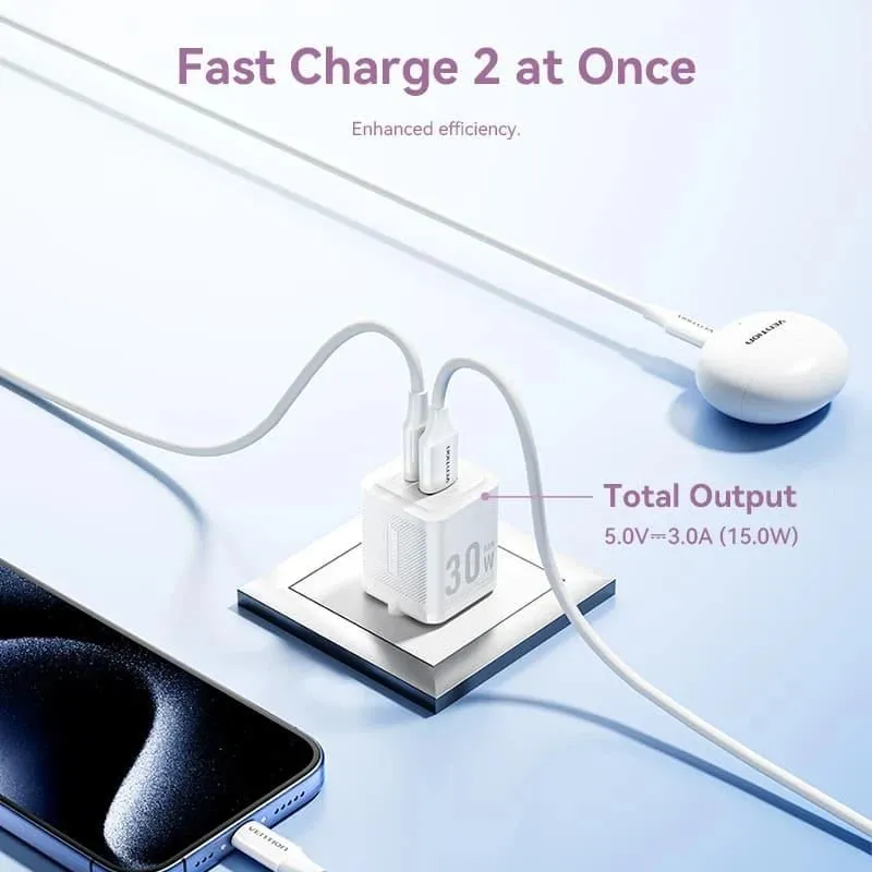 Mobile charger wall 65w usb-3p white ferw0-eu vention