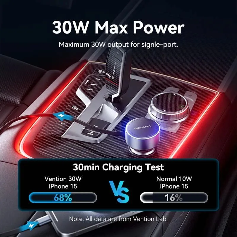 Mobile charger car usb-3p black ffob0 vention