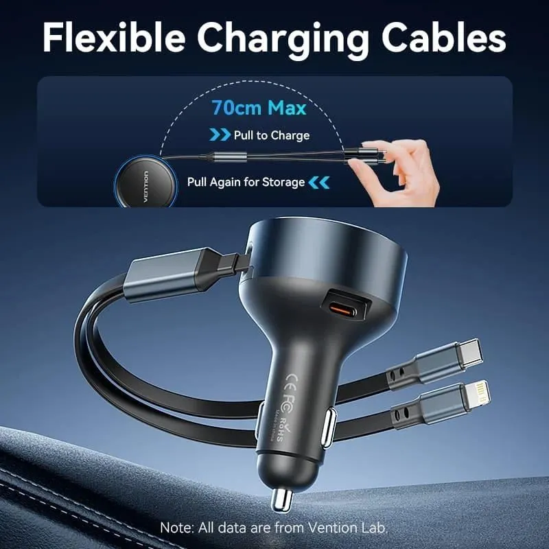 Mobile charger car usb-3p black ffob0 vention