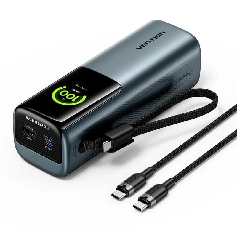 Power bank usb 20000mah 165w-gray tft display fkfh0 vention
