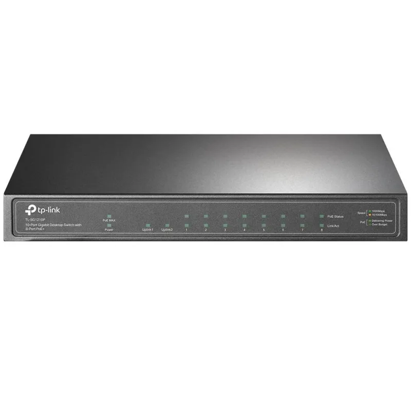 Switch-TP-LINK-TL-SG1210P-Desktop-pedestal-9x10Base-T - 100Base-TX - 1000Base-T-1xSFP-PoE+ ports 8-TL-SG1210P