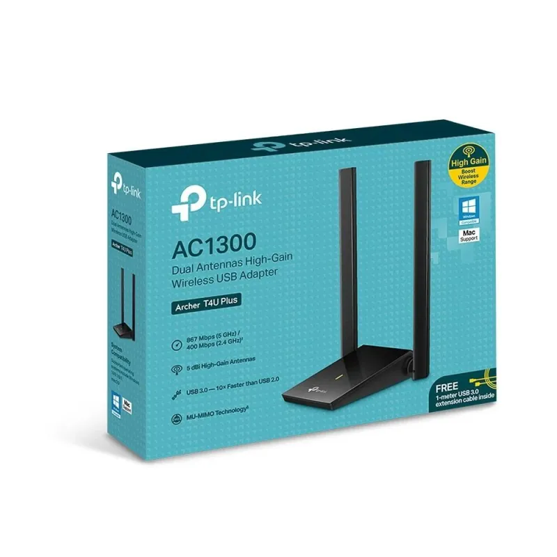 TP-LINK - Archer - 2×External - T4U Plus - 2.4GHz-5GHz - 400+867 Mbit-s
