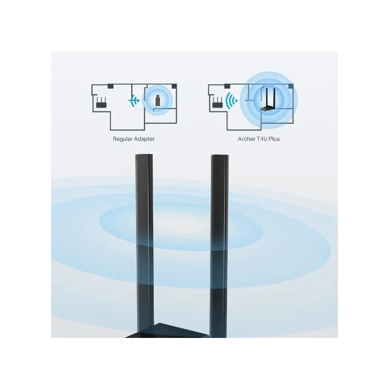 TP-LINK - Archer - 2×External - T4U Plus - 2.4GHz-5GHz - 400+867 Mbit-s
