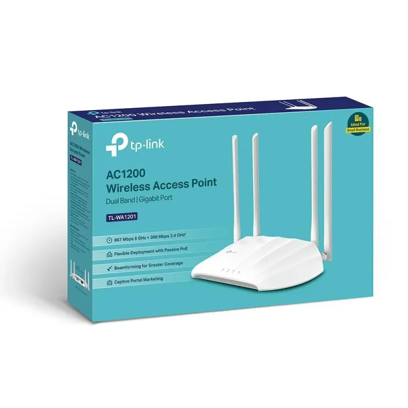 TP-LINK - Access Point - TL-WA1201 - 802.11ac - 2.4GHz-5 GHz - 300+867 Mbit-s - 10-100-1000 Mbit-s - Ethernet LAN ,RJ-45, ports