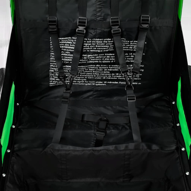 vidaXL bērnu velo piekabe, ratiņi, zaļi ar pelēku