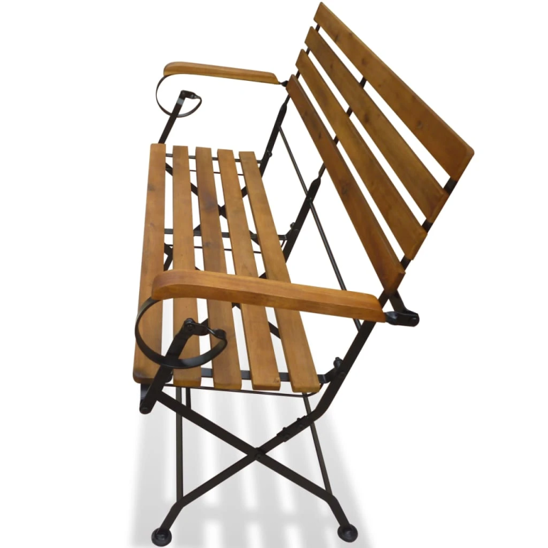 vidaXL saliekams dārza sols, 112 cm, akācijas masīvkoks