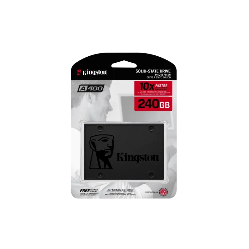 SSD-KINGSTON-240GB-SATA 3.0-TLC-Write speed 350 MBytes-sec-Read speed 500 MBytes-sec-2,5-TBW 80 TB-MTBF 1000000