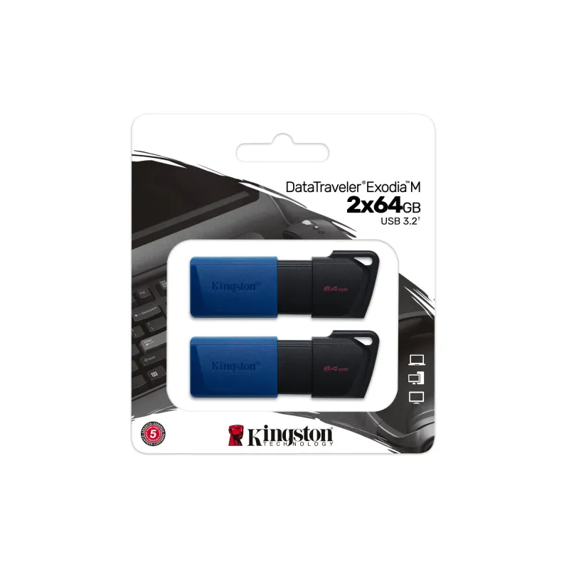 Memory drive flash usb3.2-64gb 2pk dtxm-64gb-2p kingston
