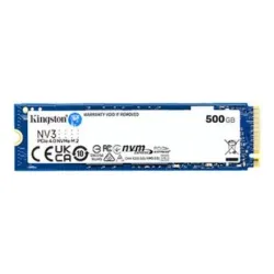 SSD-KINGSTON-NV3-500GB-M.2-PCIE-NVMe-3D NAND-Write speed 3000 MBytes-sec-Read speed 5000 MBytes-sec-TBW 160 TB-MTBF 200000