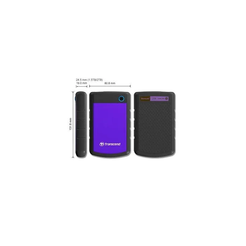 External HDD-TRANSCEND-StoreJet-2TB-USB 3.0-Colour Purple-TS2TSJ25H3P