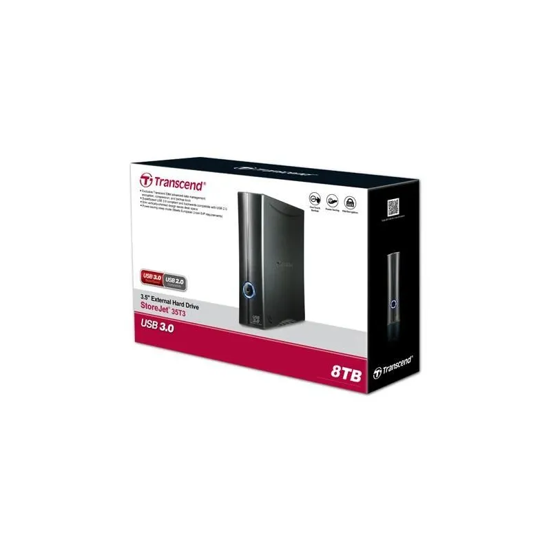 External HDD-TRANSCEND-StoreJet-8TB-USB 3.1-Drives 1-Black-TS8TSJ35T3