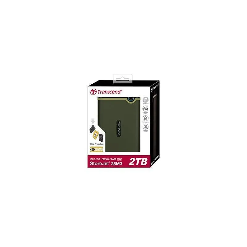 External HDD-TRANSCEND-StoreJet-2TB-USB 3.0-Colour Green-TS2TSJ25M3G