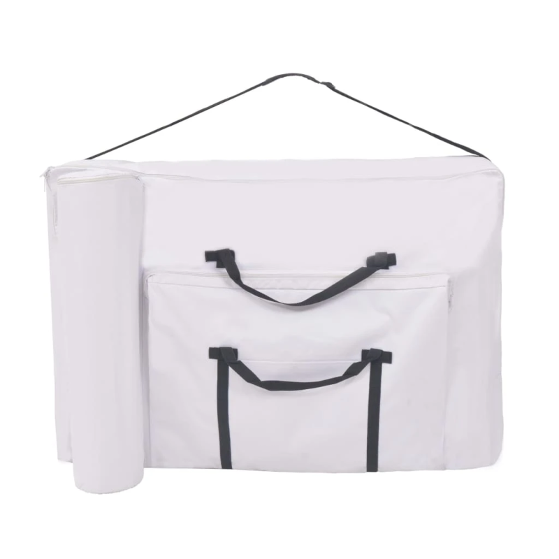 vidaXL masāžas galds un taburete, 2 daļas, saliekams, 10 cm, balts